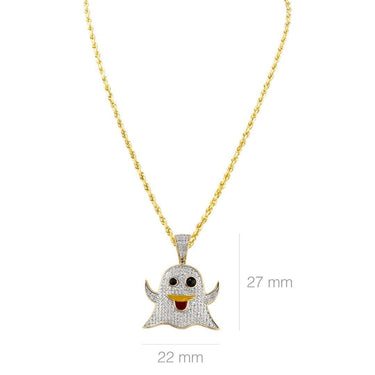 Yellow Diamond Ghost Emoji Pendant in 10k Yellow Gold 0.40 Ctw